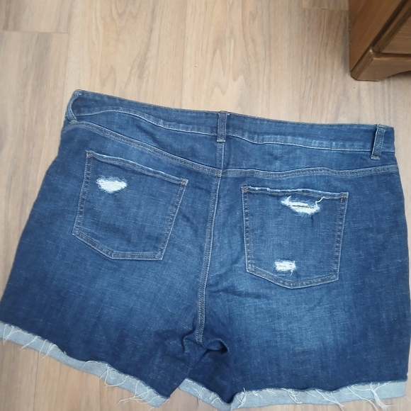 Maurices Dark Blue Distressed Jean Shorts - Picture 7 of 8